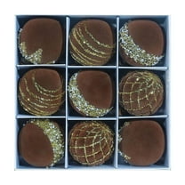 HomeDM 9Pcs Christmas Velvet Balls 8cm/3.15" Shatterproof Christmas Tree Decorations Flocked Balls Ornaments Hanging Pendants for Xmas Holiday Wedding Party Decor Brown