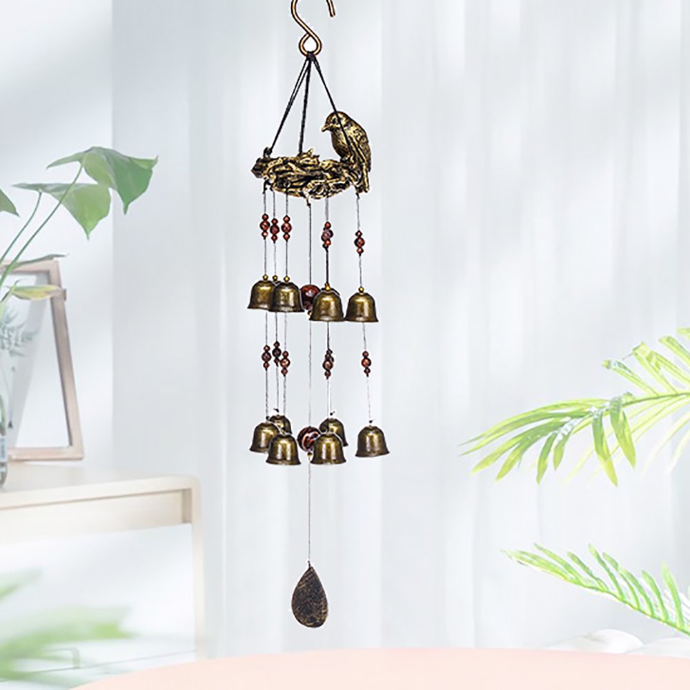 Bird Nest Wind Chimes 12pcs Wind Bells Bird Bells Wind Chime Bronze