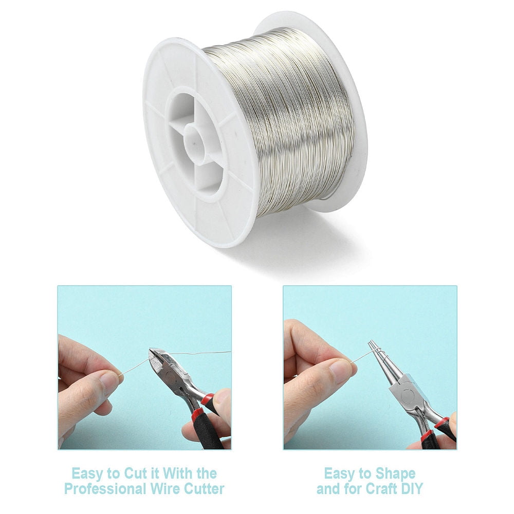 500 g Round Copper Jewelry Wire Long-Lasting Plated Silver Color Plated 24 Gauge 0.5mm about 984.25 Feet(300m)/500gDIY