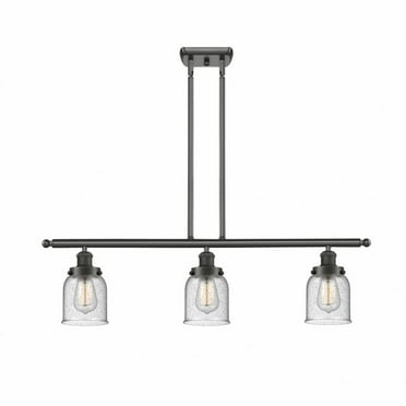 916-3I-BK-G51-Innovations Lighting-Bell - 3 Light Stem Hung Island In Industrial Style-10 Inches Tall and 36 Inches Wide-Matte Black Finish-Matte