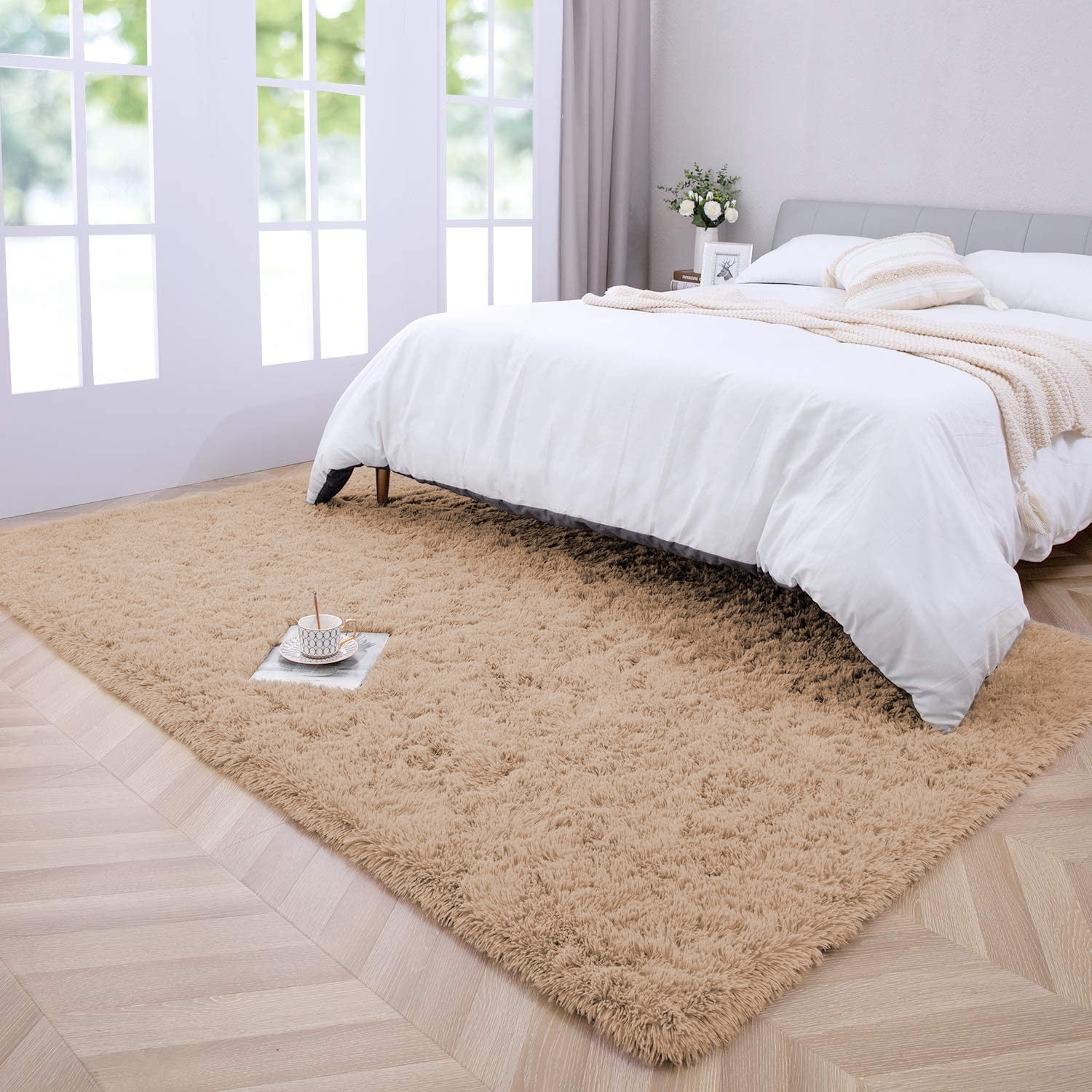  Area Rugs Fluffy Bedroom Carpet Soft Floor Mat Anti-Slip Living Room  Rugs Shaggy Plush Carpets for Living Room Home Decor, Faux Rabbit Fur Rug,Gray,160x230  cm : Everything Else