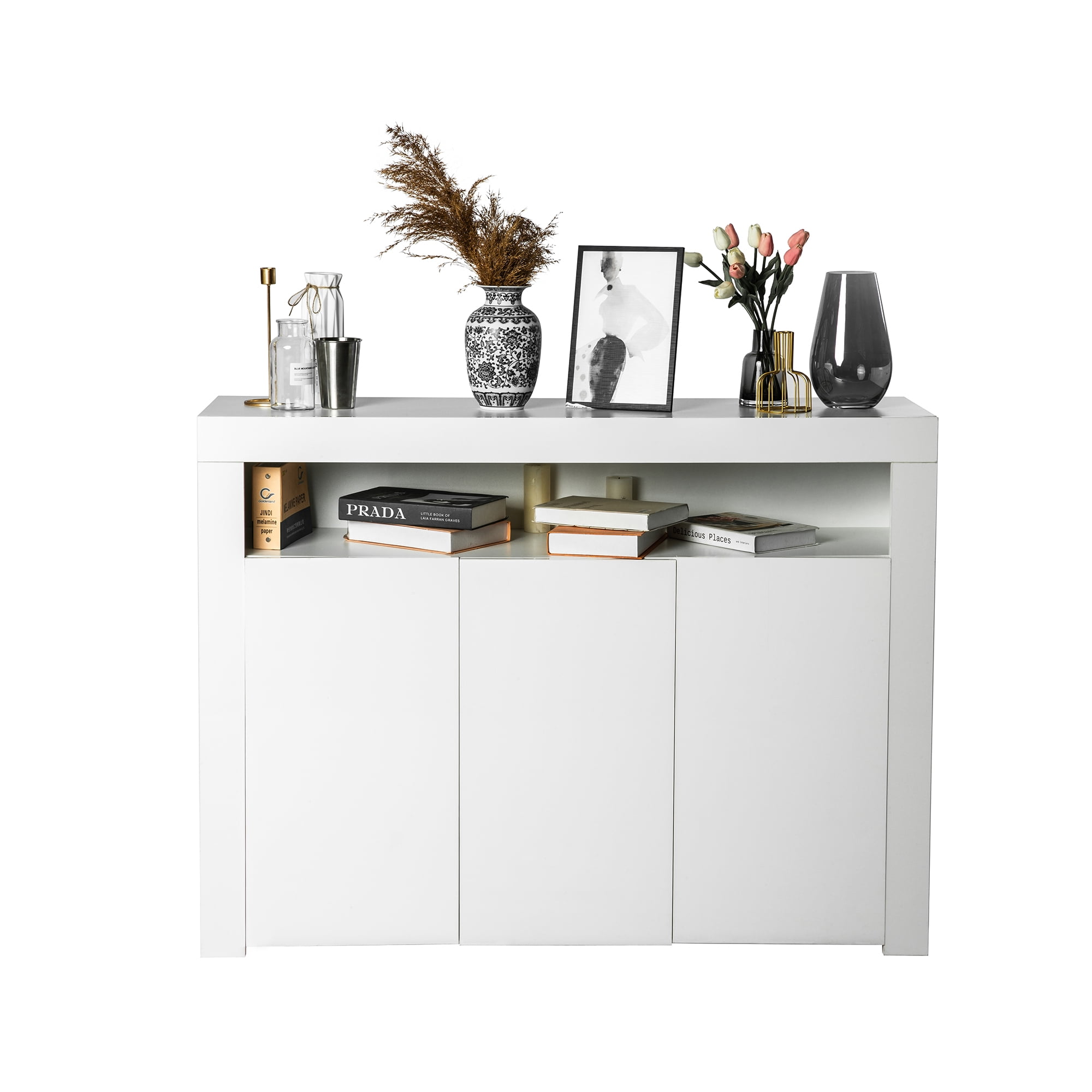 Private Jungle Sideboard UV Coated, High Glossy Panel, With Led Lights, Kitchen Cabinet,Bar Cabinet, Modern And Fashion Furniture, White Private Jungle Sideboard UV Coated, High Glossy Panel, With Led Lights, Kitchen Cabinet,Bar Cabinet, Modern And Fashion Furniture, White