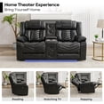 thumbnail image 4 of Comfort Stretch Manual Reclining Loveseat Recliner 2-Seater Sofa with Bass Speaker,Zero Gravity,LED Light,Cup Holders,USB Ports,Recliner Couch Chair for Living Room,Faux Leather,Black, 4 of 7