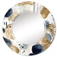 thumbnail image 2 of Designart "Abstract Pattern with Blue and Golden Textures VII" Abstract Round Wall Mirror - Modern Oval Printed Decorative Oversized Mirror - Multiple Color Options, 2 of 4