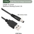 thumbnail image 2 of HUGFEGWE Convertisseur de Tension DC 5V à 12V USB, Câble d'Alimentation avec Prise DC 5.5mm x 2.1mm, Idéal pour Routeurs, Caméra, Enregistreur de Conduite (Noir, 9W 2A) CA919-88134, 2 of 5