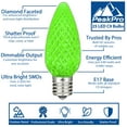 thumbnail image 2 of Novelty Lights Green C9 LED Faceted Christmas Replacement Bulbs Dimmable 25 Pack, 2 of 6