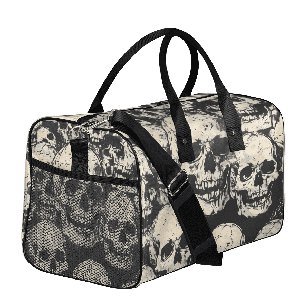 Herdesigns Skeleto Gothothic Skull Gym Duffle Bag for Men Women, Travel Sports Bag Waterproof Lightweight Weekend Carry On Tote