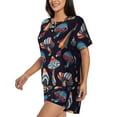 thumbnail image 2 of Wukai Mushroom Doodle Women's Pajama Set,Short-Sleeve Top and Shorts with Elastic Waistband and Pockets for Loungewear, Yoga, and Casual Wear-XX-Large, 2 of 8
