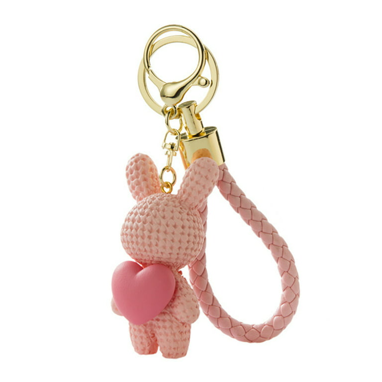 Mightlink Keychain Knitted Stereo Creative Cute Animal Shape Phone Bag Car Rabbit  Keychain for Daily Use 