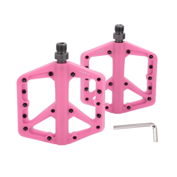 Unique Bargains Bicycle Pedal Nylon Universal Bike Flat Pedal Without Reflective Strips Pink Fit 14mm Axles Non-Slip Bicycle Pedal for BMX MTB Road Bikes 1pair