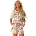 thumbnail image 1 of Conjunto de Camisa y Pantalones Cortos Allegra K Hawaianos 2023 Verano Blanco XS, 1 of 5