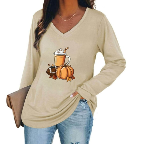 Jsaierl Womens Halloween Shirts Funny Pumpkin Ghost Graphic Tees Work V Neck T-shirt Long Sleeve Tunic Blouse Tops Halloween Costumes
