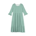 thumbnail image 4 of Abcomgle Girls Maxi Dress Size 7-8 Casual A-line Ruffle 3/4 Sleeve Girls Long Dresses Cute Crew Neck Sundresses Beach Tiered Dresses with Pockets,7-8 Years Mint Green, 4 of 4