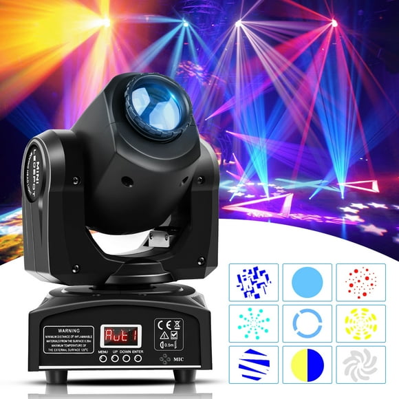 LED Moving Head Light 30W RGBW DJ Party Disco Lights 8 Gobo Shake 8 colors Stage Lighting for Club, DJ Show