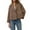 Camel, variant on CharmCyan Women's Fashionable, Elegant, Solid-color, Long-sleeved, Short Woolen Coat With A Turned-up Collar Army Green L