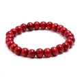thumbnail image 1 of Nvzi Pulsera elástica con cuentas de madera para hombre - Roja, 1 of 4