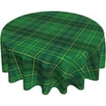 thumbnail image 1 of St Patricks Day Tablecloth Round 60 Inch Green Round Tablecloth Washable Polyester Green Buffalo Plaid Decorative Table Cloth Table Covers for Home Kitchen Dining Table Outdoor Party Patio, 1 of 6