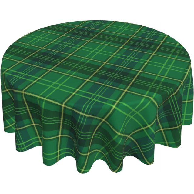 Nappe Ronde de la Saint-Patrick 60 Pouces Verte Nappe Ronde Lavable Polyester Vert à Carreaux Buffalo Nappe Décorative pour Maison Cuisine Table à Manger Fête Extérieure Patio