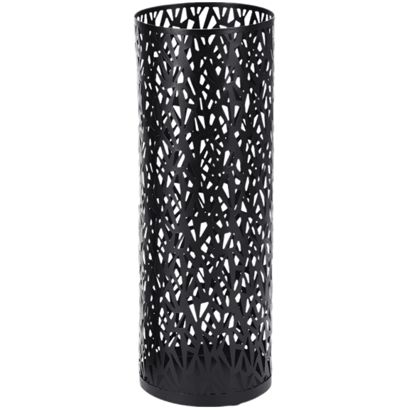 Metal Floral Cutout Umbrella Stand, 16.5 in / 42 cm Tall Decorative Umbrella Holder for Entryway, Lightweight Indoor Organizer, Versatile Storage Solution for Home, Office, Black
