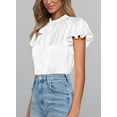 thumbnail image 6 of PRETTYGARDEN Business Casual Tops for Women Blouses Summer Short Sleeve Ruffle Satin Work Office Attire, 6 of 7