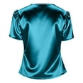 thumbnail image 4 of Fewfanhot T Shirts for Women Casual Solid Color Wrap-Over Ruffled Short Sleeve V-Neck Going Out T-Shirt, 4 of 7
