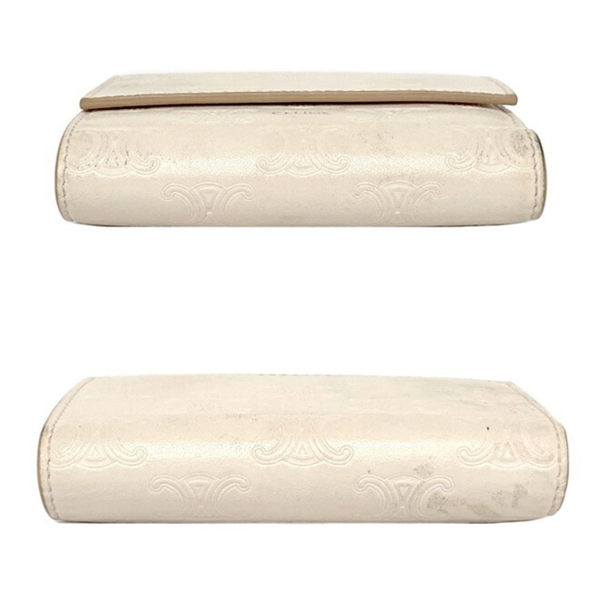 Triomphe leather wallet Celine White in Leather - 35331579