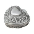 thumbnail image 1 of Joyero en forma de corazón con diseño de flores talladas de estilo retro, de metal, para guardar joyas y decorar., 1 of 14
