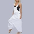 thumbnail image 2 of Tuphregyow Women's Sleeveless Cotton Dungarees Jumpsuit Loose Fit Long Playsuit Trousers for Casual, Relaxed, and Elegant Leisure Fashion White S, 2 of 5