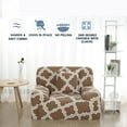 thumbnail image 2 of PiccoCasa 1 Seater Sofa Cover Stretch Armchair Couch Cover, Brown Plaid, 2 of 6