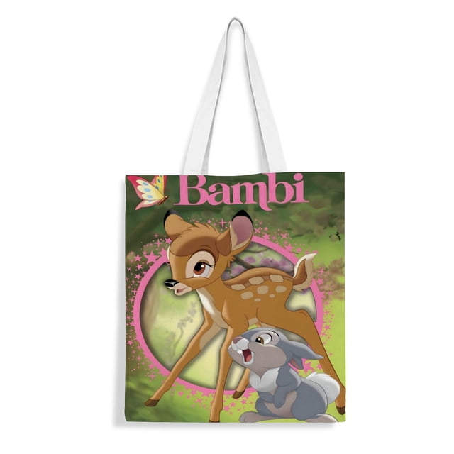 Bambi Bolso de tela con estampado de lienzo para mujer, bolsa de compras reutilizable y estética, con cremallera interior, regalo para mujer,40*40cm.