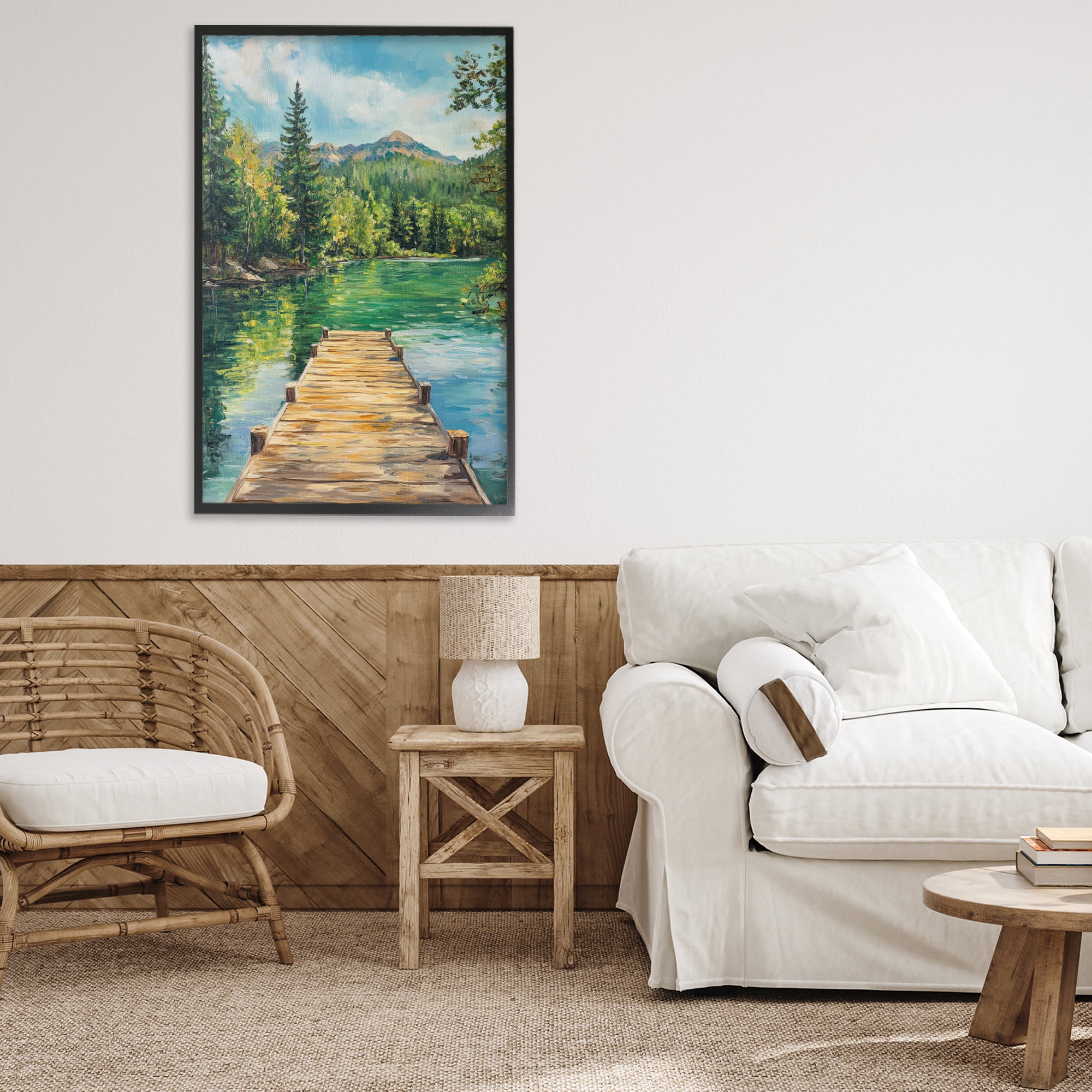 Stupell Industries Sunlit River Dock Black Framed Giclee Art, design by Petal Prints Design