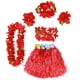 thumbnail image 4 of BRIGHTFUFU 6Pcs Hawaii Tropical Hula Grass Dance Falda Niños Flor Leis Pulseras Diadema Collar Sujetador Conjunto 40cm (Falda roja), 4 of 7