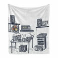 thumbnail image 1 of Modern Soft Flannel Fleece Throw Blanket, Recording Studio Music Devices Turntable Records Speakers Digital Illustration, Cozy Plush for Indoor and Outdoor Use, 50" x 60", Cadet Blue, by Ambesonne, 1 of 6
