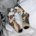 thumbnail image 5 of Rateoe Floral Head Dreamscape for Women Casual Calf Socks - Cute Crew Socks - Thin Soft Above Ankle Socks Size 5-11, 5 of 6