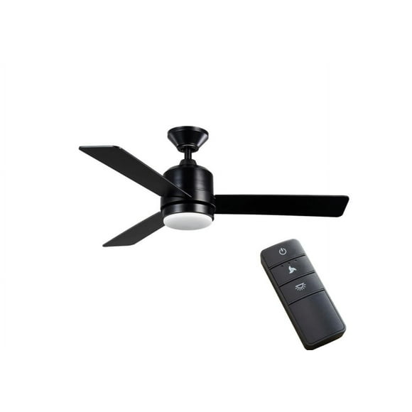 Hampton Bay Castlegate Ventilateur de Plafond Intérieur Intégré à DEL Noir Mat de 44 Po avec 3 Pales Réversibles, Trousse Lumineuse et Télécommande