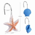 thumbnail image 3 of HOMEIORA 12 Pack Starfish Seashell Conch Style Shower Curtain Hooks Rust Proof Rings Bathroom Hangers Resin Decorative Shower Curtain Hook - Light Blue, 3 of 3