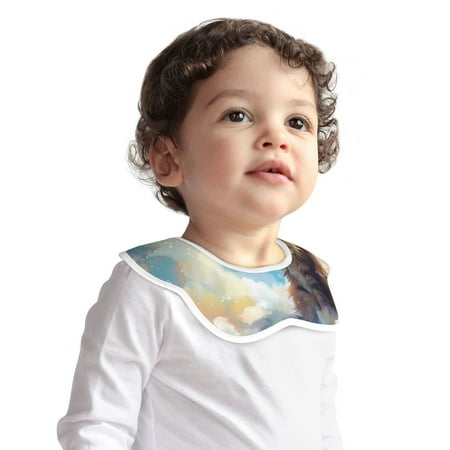 Kdxio Blue Sky Winged Cat Baby Bibs for Girls Boys Bibs Drool Bibs Muslin Cotton Bibs for Baby Girls Boys Teething Bibs