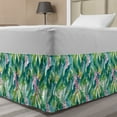 thumbnail image 1 of Watercolor Bed Skirt, Exotic Jungles of Hawaii Inspired Fresh Green Leaves Tropical Plants Art, Elastic Bedskirt Dust Ruffle Wrap Around for Bedding Decor, 4 Sizes, Green Pink White, by Ambesonne, 1 of 2