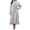 Gray, variant on Women's Hooded Plush Fleece Robes Belted Button Down Extra Long Winter Warm Cozy Loungewear Heavyweight Bathrobes Navy S