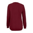 thumbnail image 4 of UJNDER Women's Autumn Winter Knitted Ribbed Texture Pure Fabric Zip Up Long Sleeve Tunic Top for Full Figure Comfortable Casual Wear Wine Red, 4 of 6