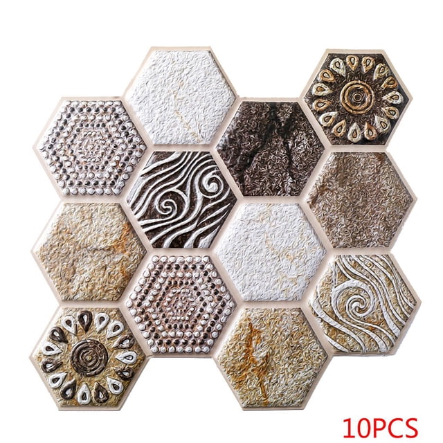 Calcomanía Pared 3D anticolisión pegatina Pared extraíble PVC Irregular ladrillo panel Pared decoraciones artísticas 10 Piezas Scienceny JJ24094-06