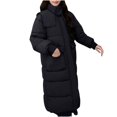 thumbnail image 2 of Fartey Winter Long Puffer Coat for Women Full Zip Hooded Padded Coats Loose Casual Solid Color Long Sleeve Jacket Thick Warm Winter Outerwear with Pockets, 2 of 5