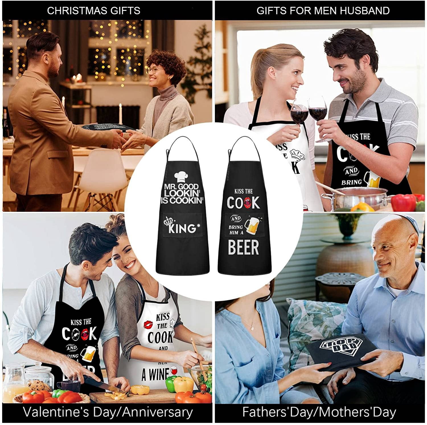 Aprons for Men Birthday Gifts for Men Unique Funny Christmas Gifts for Dad Husband Boyfriend Grilling BBQ Grill