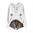 thumbnail image 2 of Women's Knit Christmas Snowman Printed Hooded Sweatshirt, Cute Long Sleeve Pullover Hoodie, Fall Winter Fashion Casual Top,White,M, 2 of 5