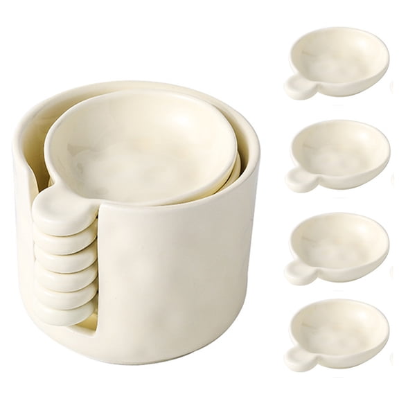 Small Serving Bowls Porcelain Sauce Bowls Round Mini Dipped Bowl with Holder Ceramic Dipping Dish Kitchen Chip Bowl Serving Dishes for Entertaining Sushi Salad Party Holiday