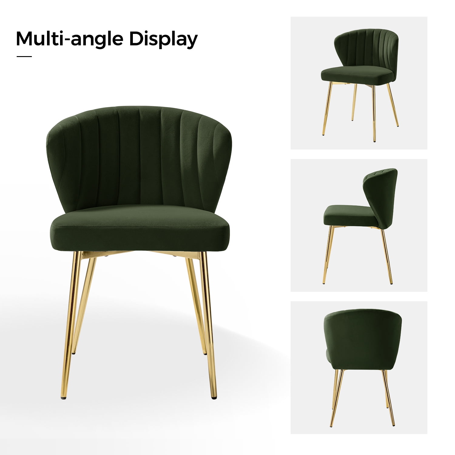 Tina's Home Velvet Dining Chairs Set of 2 Upholstered Wingback Side Chairs Living Room Kitchen Forest
