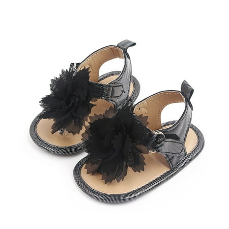 

kpoplk Toddler Girl Sandals Infant Girls Single Shoes Mesh Flowers First Walkers Shoes Toddler Sandals Princess Shoes(Black)