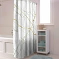 thumbnail image 4 of White Gold Marble Shower Curtain, Marble Texture Shower Curtain Set with Hooks, Spring Summer Waterproof Fabric Shower Curtains for Bathroom Decor, 72x72 Inch Bath Curtain, 4 of 6