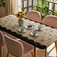 thumbnail image 3 of Brown Geometric Table Cloths for 6 Foot Rectangle Tables, Modern Abstract Art Ombre Patio Waterproof Elastic Fitted Tablecloths, Washable Rectangular Table Cover for Camping, 3 of 8