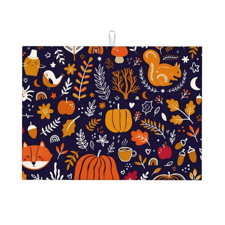 

Sigee Whimsical Autumn Forest for Dish Drying Mat for Kitchen Counter Premium Kitchen Drying Mat 18 x 24 Dish Drying Pad